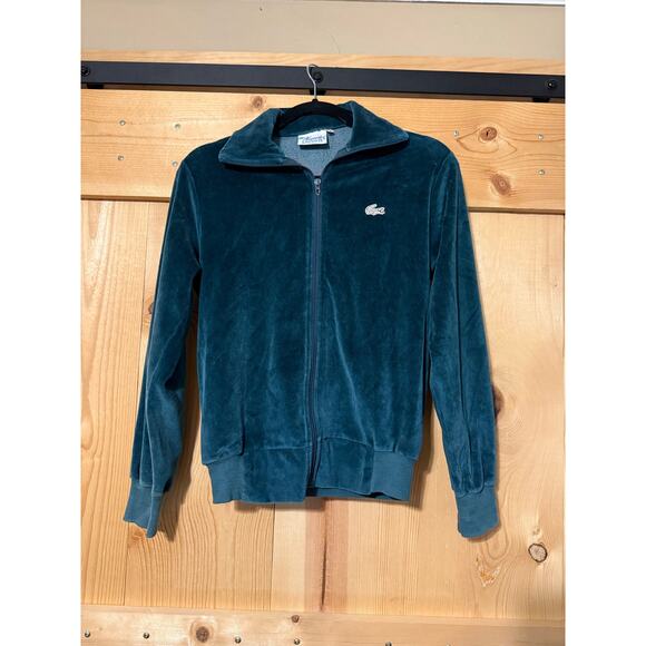 VTG Haymaker Lacoste Velour 1/4 Zip Sweater Green Teal Size S - Picture 1 of 5